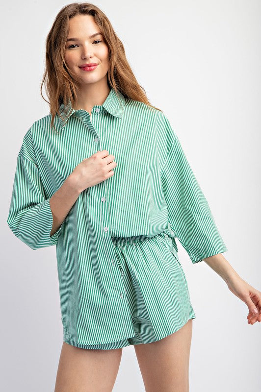 Kenzie Striped Button Down Short Set