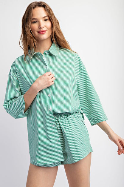 Kenzie Striped Button Down Short Set