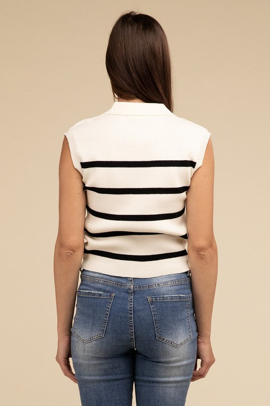 Reagan Striped Crop Vest