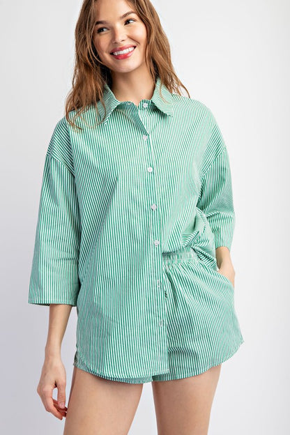 Kenzie Striped Button Down Short Set