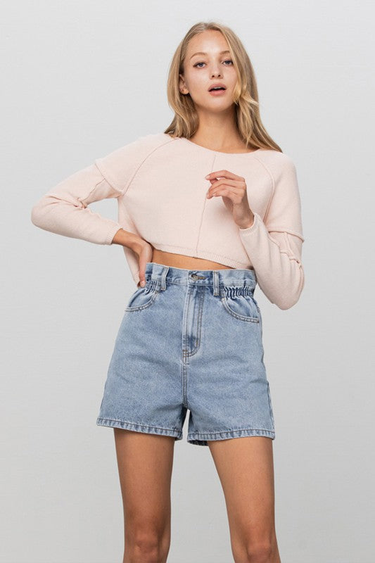 Tara High Waisted Denim Shorts