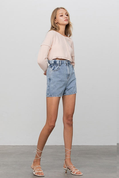 Tara High Waisted Denim Shorts