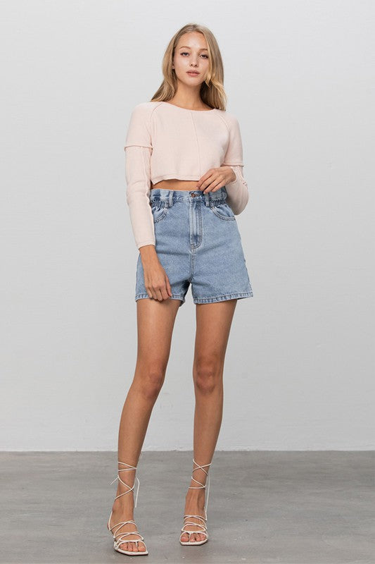 Tara High Waisted Denim Shorts