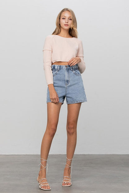 Tara High Waisted Denim Shorts