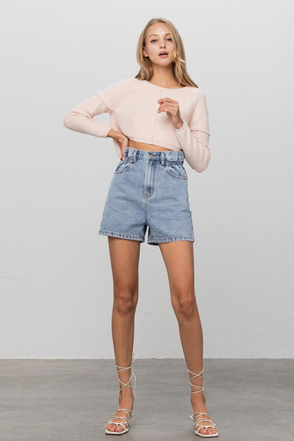 Tara High Waisted Denim Shorts