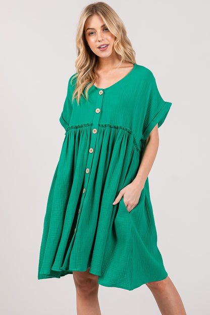 Haven Button Up Short Sleeve Dress