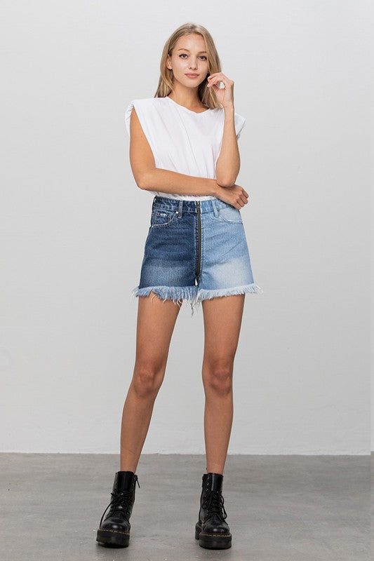 Trinity Two Tone Denim Shorts