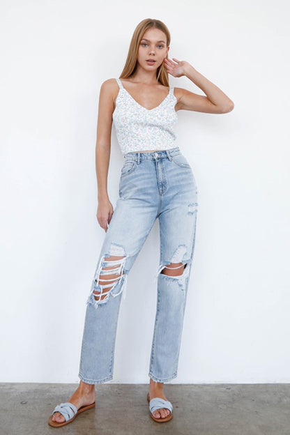 Gia High Waist Distressed Jeans