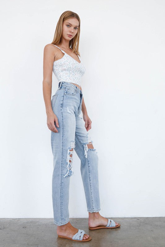 Gia High Waist Distressed Jeans