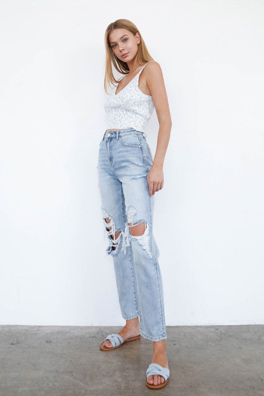 Gia High Waist Distressed Jeans