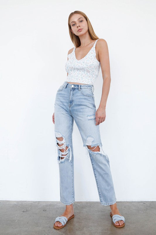 Gia High Waist Distressed Jeans