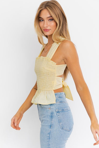 Claire Smocked Ruffle Bow Back Top