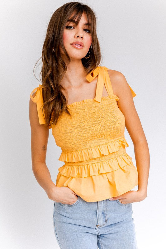 Petra Tie Shoulder Ruffle Top