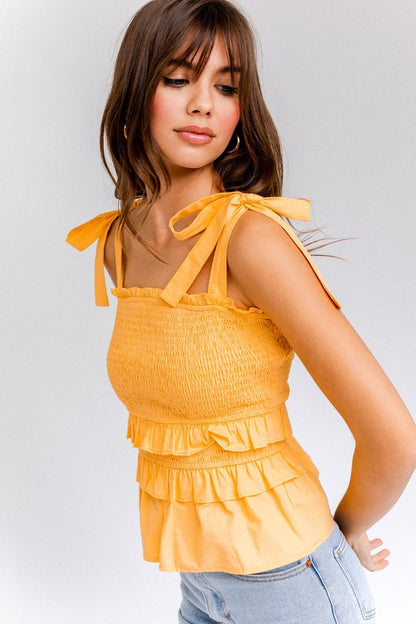 Petra Tie Shoulder Ruffle Top