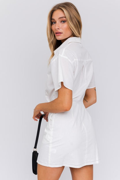 Brittany Business Button Down Mini Dress