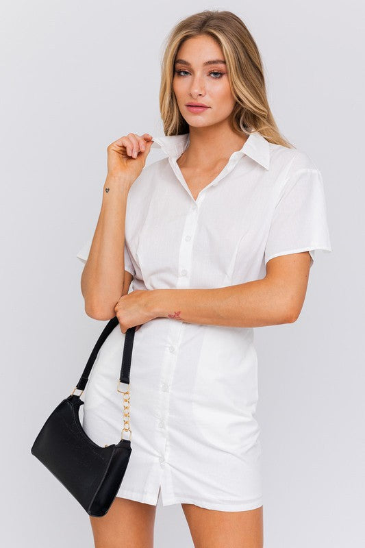 Brittany Business Button Down Mini Dress