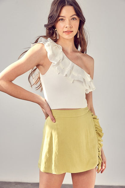 Eloise One Shoulder Ruffle Top