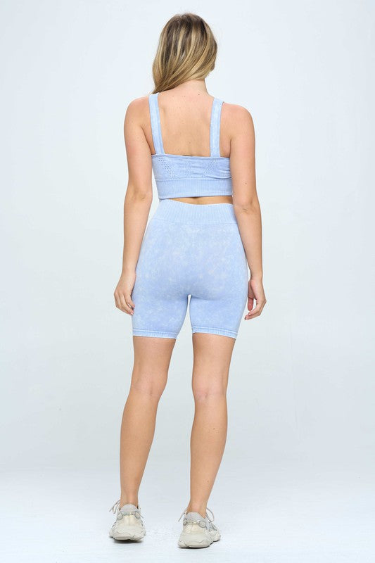 Myla Mineral Wash Biker Short Set