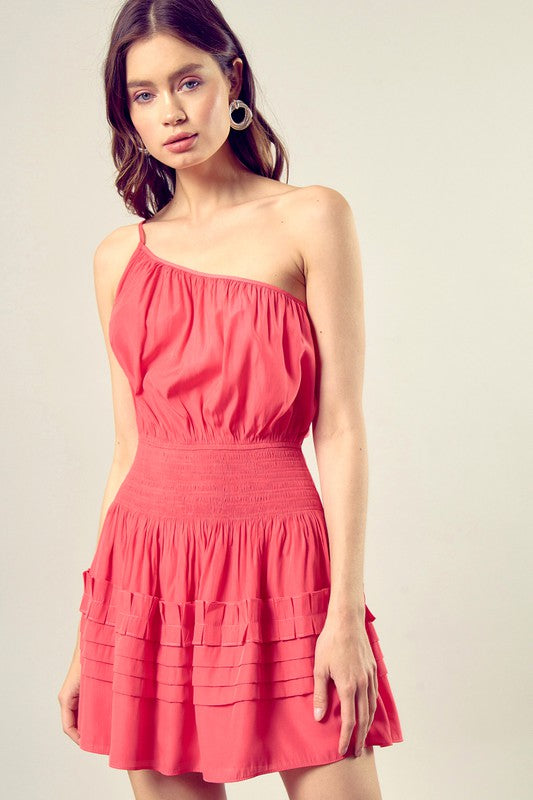 Lucia Ruffle Detail One Shoulder Mini Dress