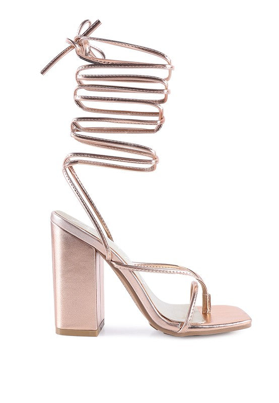 Zena Lace Up Metallic Heels