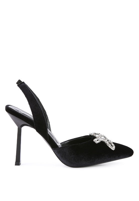 Firebird Velvet Diamante Heels