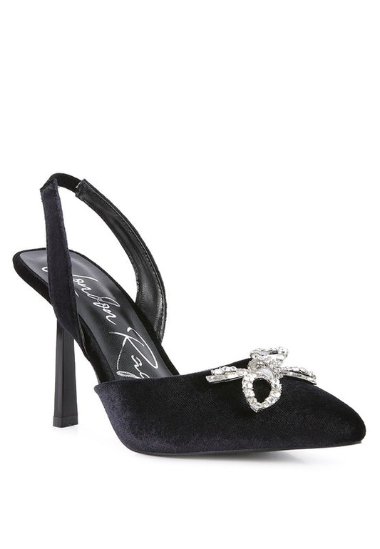 Firebird Velvet Diamante Heels