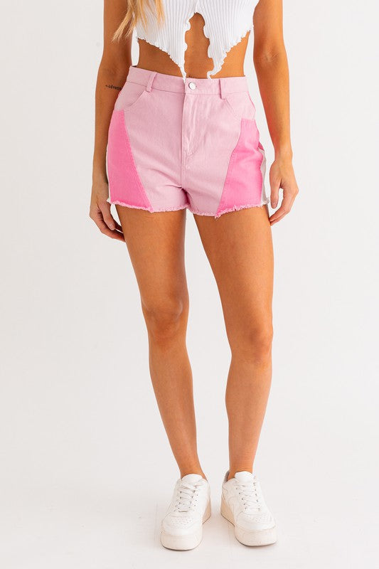 Peyton Pink Color Blocked Shorts