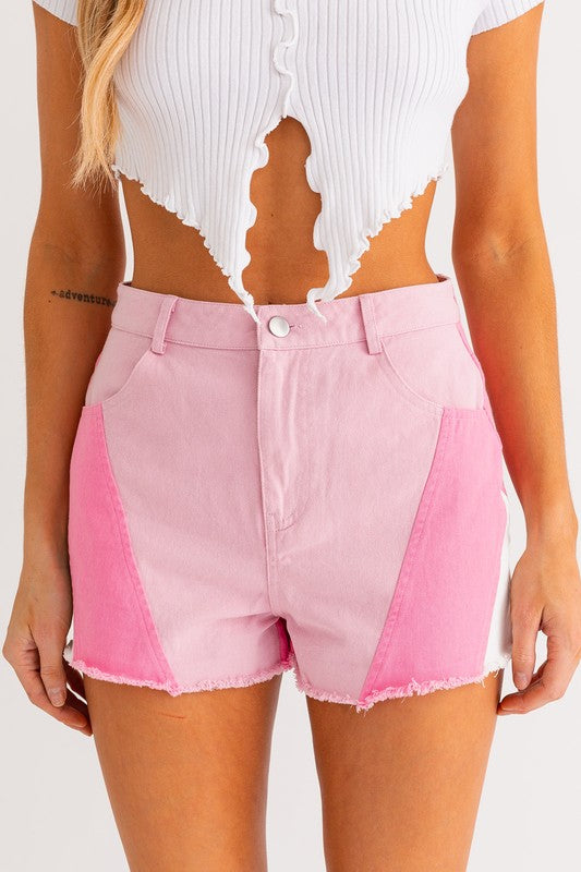 Peyton Pink Color Blocked Shorts