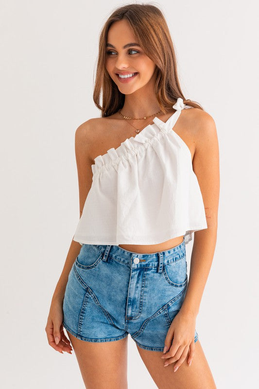 Maryam Asymmetrical Ruffle Crop Top