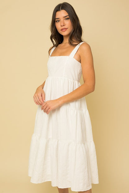 Gabrielle Textured Babydoll Midi Dress