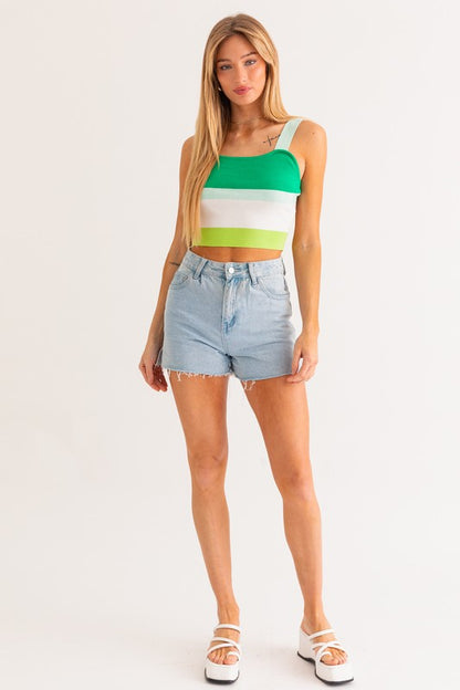 Leah Summer Stripe Crop Tank Top