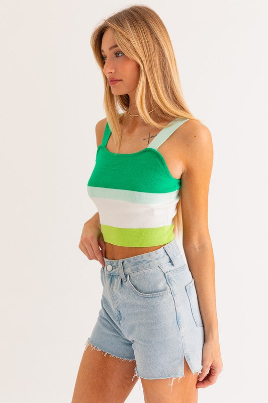 Leah Summer Stripe Crop Tank Top