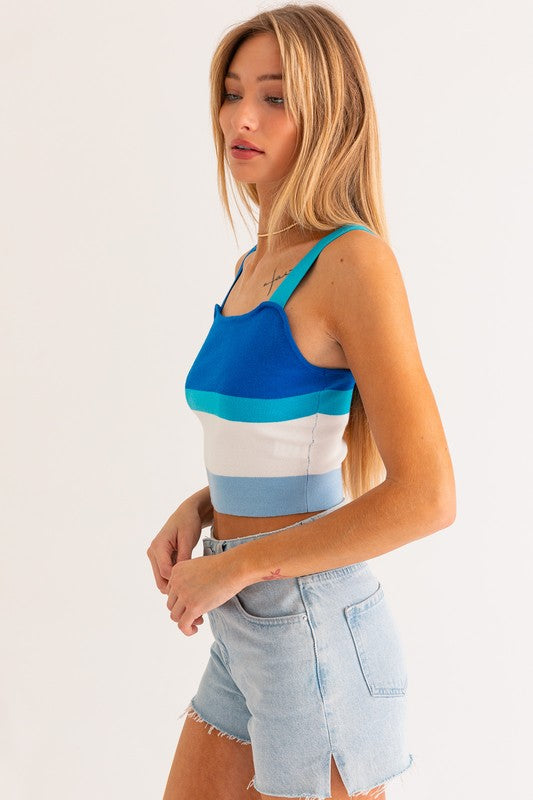 Leah Summer Stripe Crop Tank Top