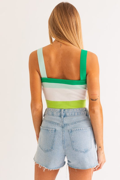 Leah Summer Stripe Crop Tank Top