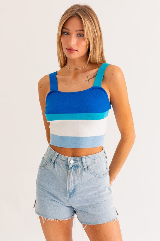 Leah Summer Stripe Crop Tank Top