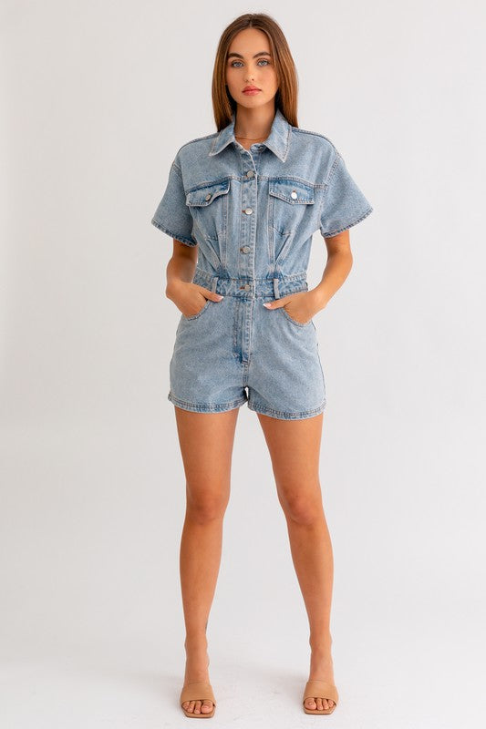 Jackie Short Sleeve Denim Romper