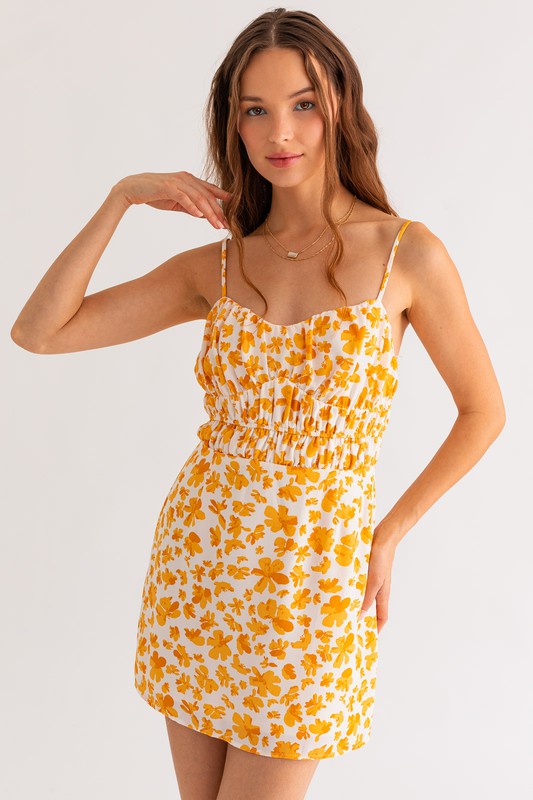 MacKenzie Floral Ruched Mini Dress