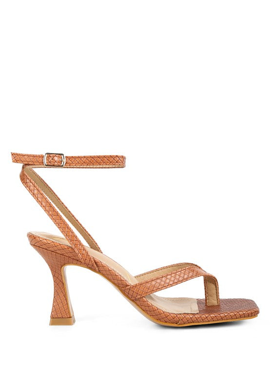 Celi Snake Print Thong Heels