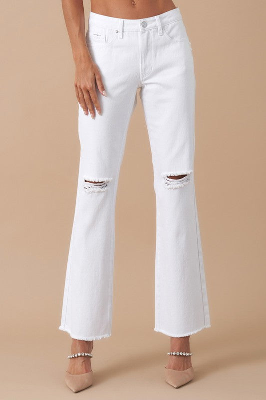 Serena White High Waisted Straight Jeans