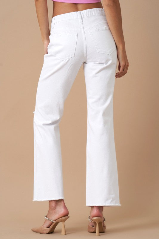 Serena White High Waisted Straight Jeans