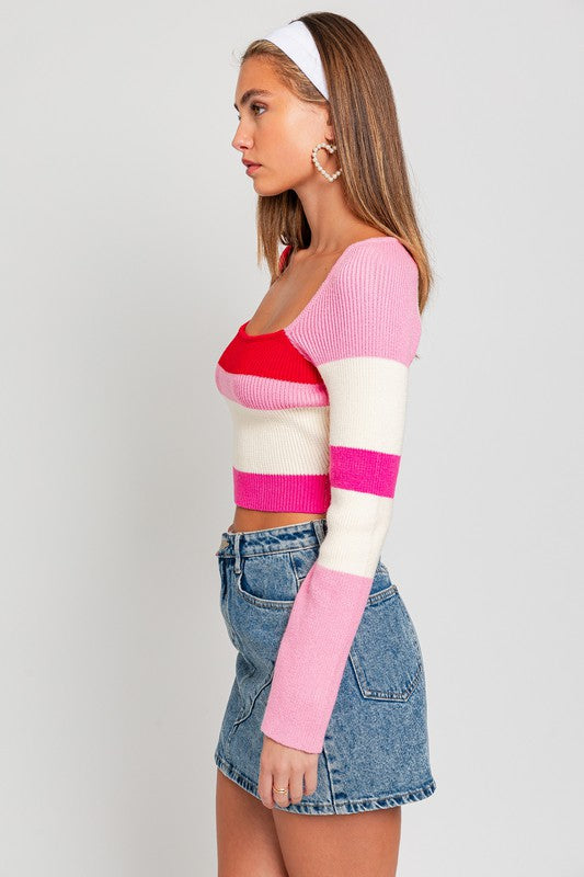 Holly Long Sleeve Striped Crop Top