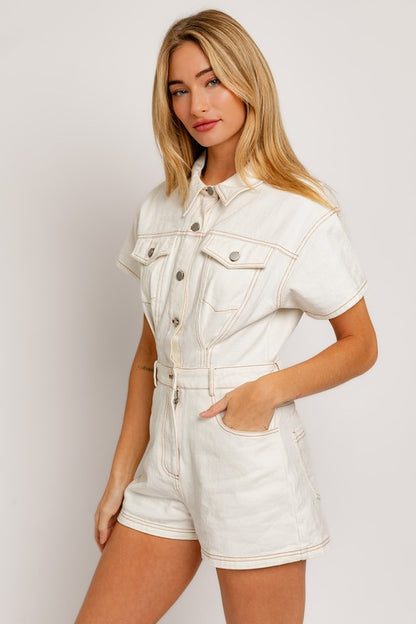 Jackie Short Sleeve Denim Romper