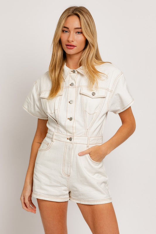 Jackie Short Sleeve Denim Romper