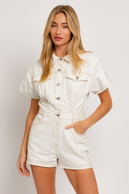 Jackie Short Sleeve Denim Romper