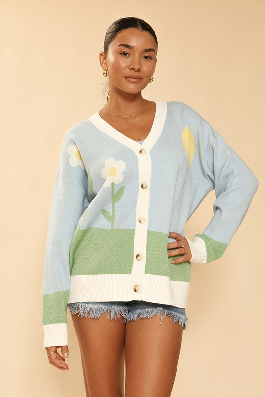 Viola Flower Field Cardigan