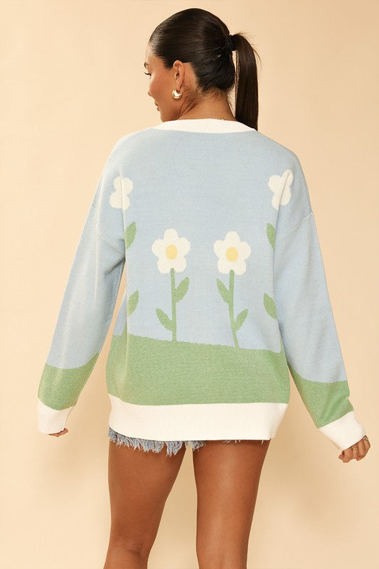 Viola Flower Field Cardigan