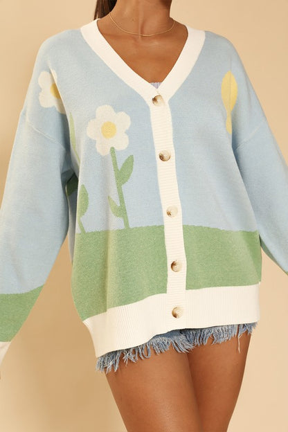 Viola Flower Field Cardigan