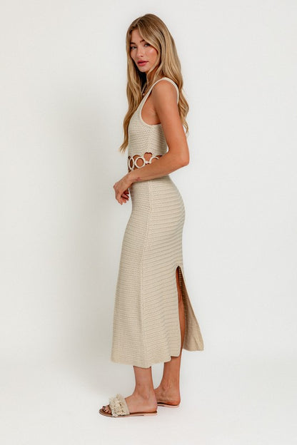 Mabel Sleeveless Crochet Midi Dress