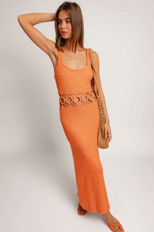 Mabel Sleeveless Crochet Midi Dress