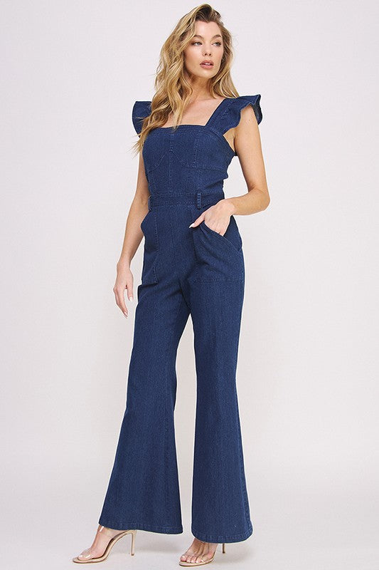 Rylee Denim Ruffle Jumpsuit